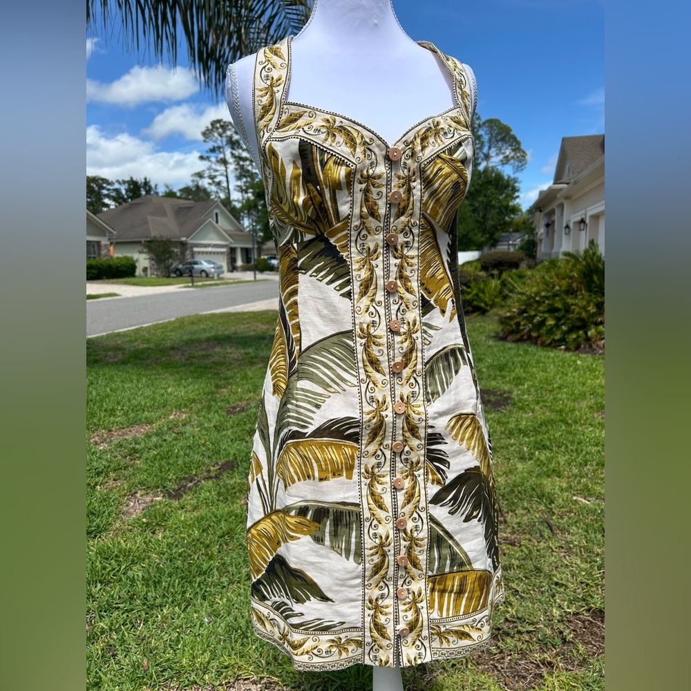 NWT🌷FARM Rio Trancoso Sand Sweetheart Neckline Sleeveless Mini Dress - Picture 3 of 16